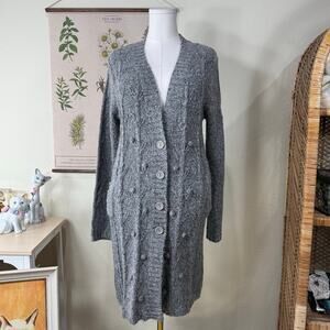 Vintage 90s Y2k Long Cardigan Sweater Gloomy Coquette Cottage Classic Mori Kei L